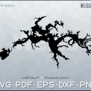 Weiss Lake - Vektorgrafik SVG (Alabama, Karte Form, geschnittene Datei, Sofort Download, digitale Dateien PDF EPS Dxf Png, Cricut)