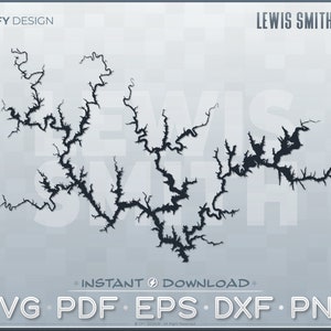 Lewis Smith Lake SVG vectorafbeelding - Alabama, Reservoir - Ideaal voor stickers, kleding, 3D-lasersnijden, Glowforge, Cricut, kaartvorm