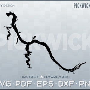 Pickwick Lake - SVG Vektorgrafik Set (Tennessee, Mississippi, Alabama, Digitale Dateien PDF Eps Dxf Png Format, Kartenform, Cut File, Cricut)