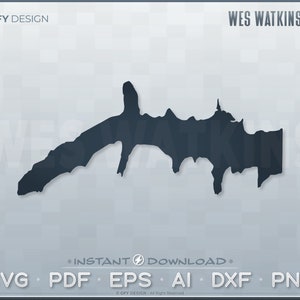 Gráfico SVG de Wes Watkins Lake - Conjunto de arquivos digitais - Oklahoma OK | Projeto de arquivo cortado, formato de mapa de contorno vetorial; Faça Você Mesmo, Laser, Glowforge, Cricut