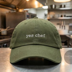Yes Chef刺繍入り帽子：カスタムコットンツイル調節可能キャップ