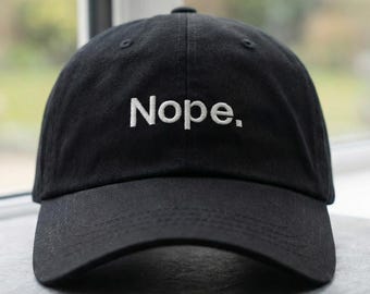 NOPE Embroidered Hat, Minimal Statement Cap, Simple Typography Baseball Hat, Trendy Aesthetic Gift