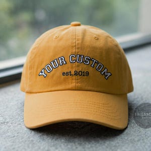 Custom Embroidered Hat | Curved + Straight Text Design | Personalized Text Baseball Cap | Minimal Custom Hat