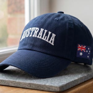 Australia Embroidered Baseball Cap, Australian Flag Hat, Australia Dad Hat, Custom Country Cap, Travel Souvenir Hat, Australia Gift