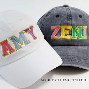 Gorra personalizada GOLD, iniciales coloridas, gorra bordada, gorra con iniciales, gorra de béisbol personalizada, gorra personalizada, gorra con letras personalizadas. Gorra con letras