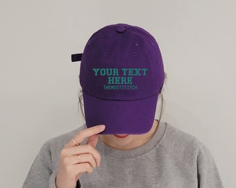 Sombrero personalizado púrpura, sombrero bordado, gorra inicial, gorra de bola personalizada, sombrero personalizado, sombrero de hombre, regalo para ella, sombrero de papá, regalo para ella