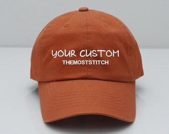 Pumpkin color Custom hat, Embroidered Hat, Initial cap, Personalized Ball cap, Custom Hat, Mens Hat, gift for her, Dad Hat, Gift for her
