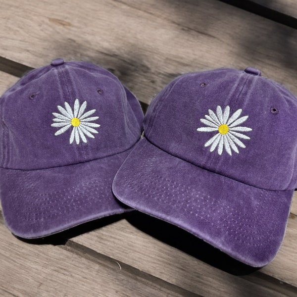 Chapeau fleur marguerite, chapeau brodé personnalisé, chapeau personnalisé, cadeau pour elle, chapeau personnalisé, casquette de baseball marguerite, marguerite