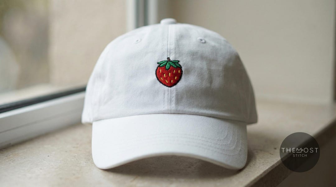 Strawberry Embroidered Hat, Cute Fruit Cap, Minimal Strawberry Baseball ...