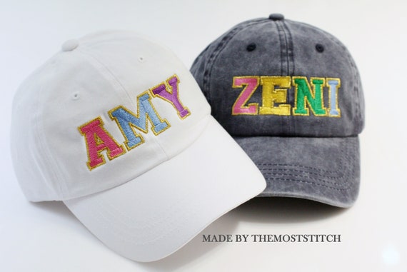 Embroidered Initial Hat: Colorful Gold-Bordered Custom Cap