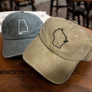 State hat, Coordinate hat, Embroidery hat, State of Indiana baseball hat, Indiana baseball cap, State outline hat, Custom hat, State outline