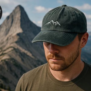 MOUNTAIN Baseball Hat, Embroidered hat, Hiking Adventure Baseball Cap, Custom hat, baseball cap, Custom Embroidered, Adventure Gift Hat