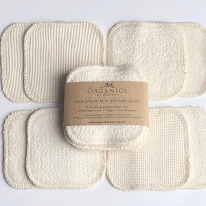 Organic Cotton Mini Facial Cloths Sample Pack | Eco-Friendly Skincare | 4 Luxurious Types Included