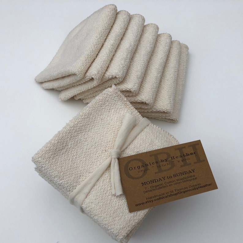 Organic Cotton Washcloth Set 7 pack Etsy