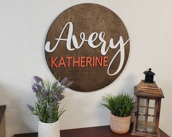 12" Birch circle custom name sign