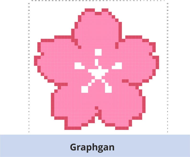 PIXEL CHART Cherry Blossom Flower 40x40 Graph Pattern | Etsy
