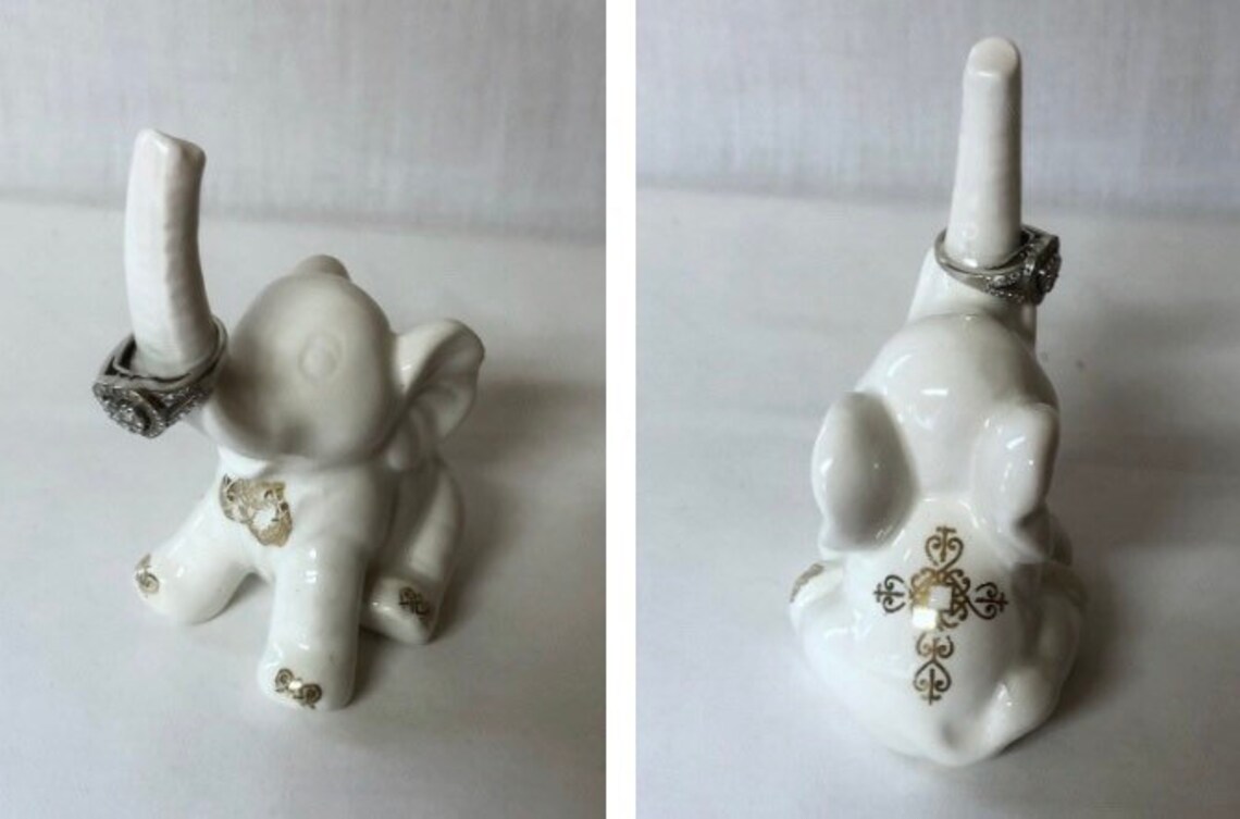 Ceramic elephant ring holder ring holder white elephant Etsy