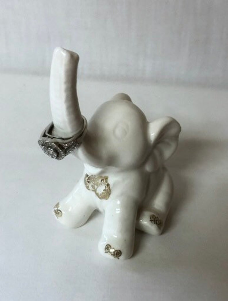 Ceramic Elephant Ring Holder Ring Holder White Elephant Etsy