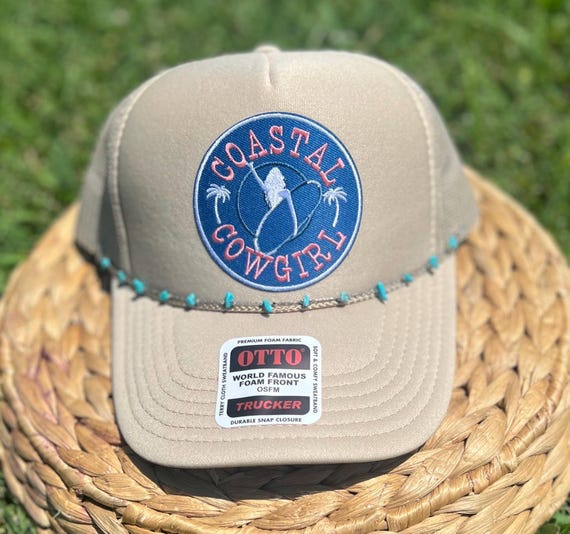Coastal Cowgirl Trucker Hat. Beach Hat. Boat hat. Patch Trucker Hat. Custom Patch Hat, Mid Profile. Hat Chain. Adult or Youth!