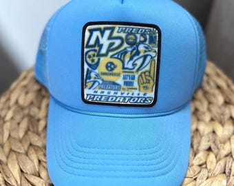 Gorra trucker de los Nashville Predators, parche personalizado de la NHL, perfil medio