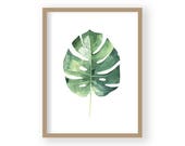 Monstera Print, Tropical Art, Botanical Print, Tropical Wall Decor, Botanical Gift, Scandi Decor, Minimalist Decor, Green Wall Art