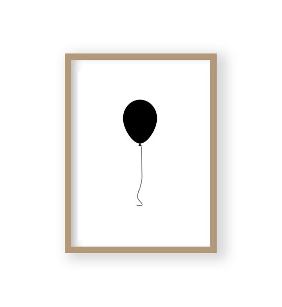 Black And White Decor Black Balloon Art Balloon Poster Etsy