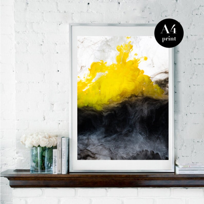 Abstract Art Bedroom Decor Living Room Decor Yellow and Etsy