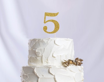 Five Number Cake Topper, Cake Decoration, Glitter, Party Decoration, Custom, Gold, Silver, Fifth Birthday, Bday, 5th Birthday
