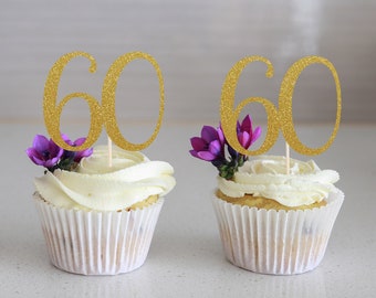 Any Number Cupcake Topper, Glitter Topper, Cake Decoration, Glitter, Party Decoration, Gold, Birthday, Anniversary