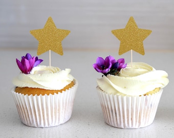 Star Cupcake Topper, Glitter Topper, Cake Decoration, Glitter, Party Decoration, Gold, Birthday, Baby Shower
