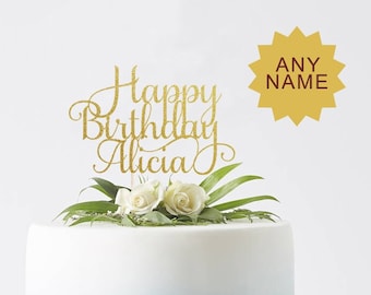 Happy Birthday ANY NAME Cake Topper, Happy 90th Cake Decoration, 90th Anniversary Topper, Birthday Decor