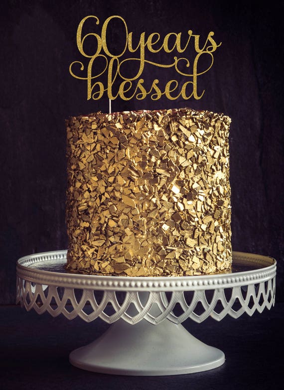 Gold Glitter 60th Birthday Cake Topper, Gold Birthday Cake Topper, Gold  Cake Decorations, Gold Glitter Party Cake Topper 