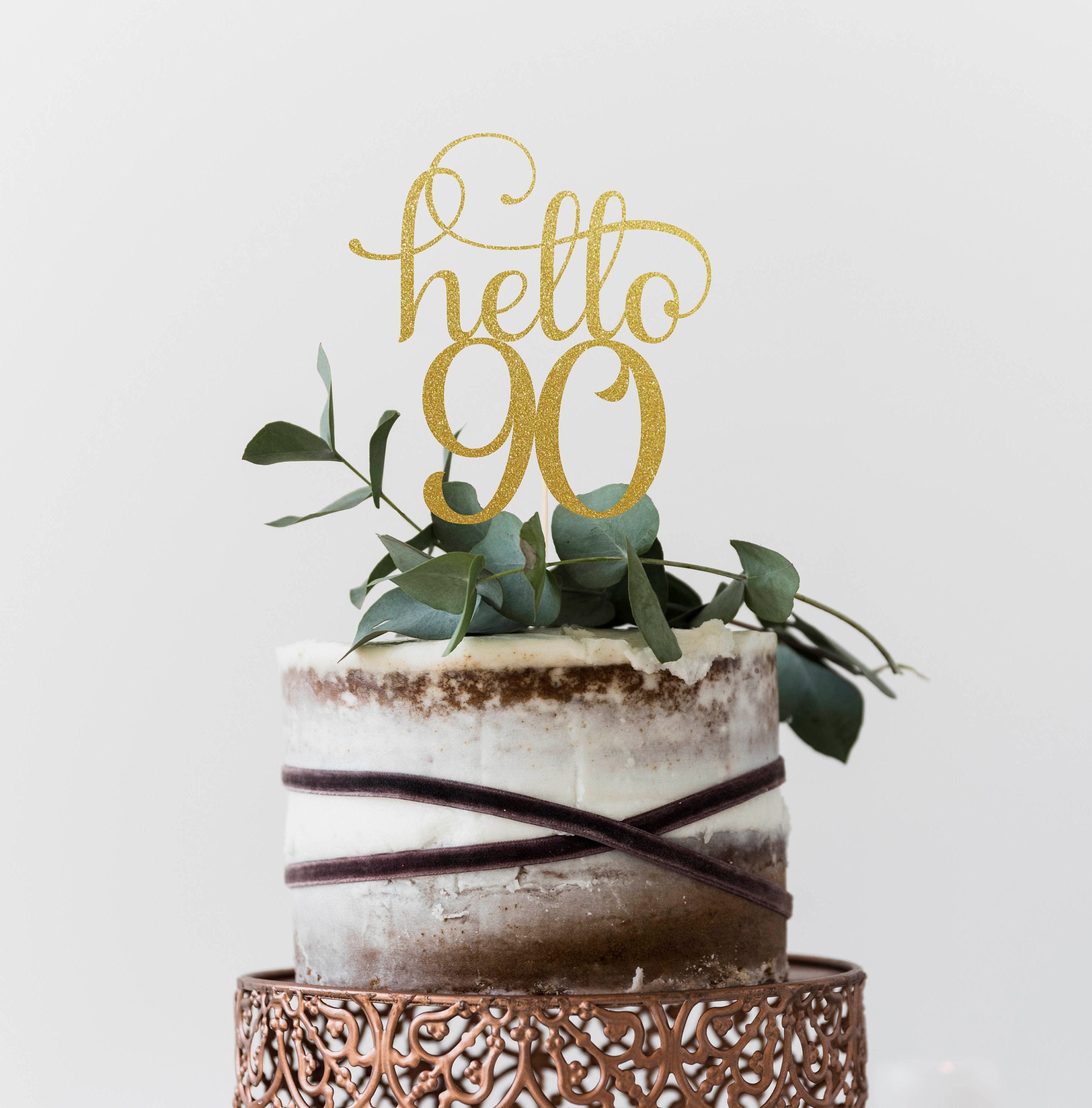 Hello 90 Years 90th Birthday Cake Topper Happy 90th Cake - Etsy ...