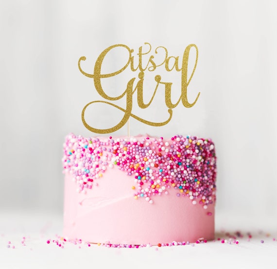 It's a Girl Cake Topper Cake Decoration Glitter Party Etsy