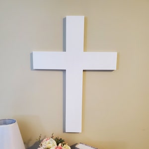 Large White Wood Cross, Wooden Cross, Christian Wedding Gift, Wedding Decor, Wall Hanging, White Wood Cross image 2