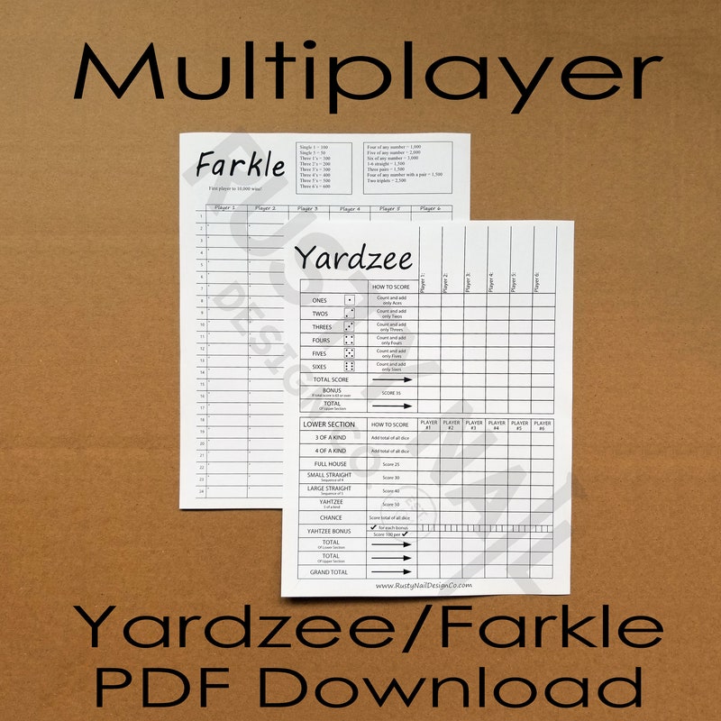 Yardzee Rules Etsy