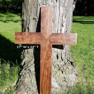 Large Wood Cross, Wooden Cross, Christian Wedding Gift, Wedding Decor, Wall Hanging, Solid Walnut Wood Cross