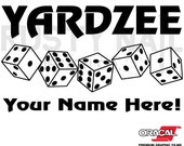 Personalized Yardzee Decal with dice, Bucket Decal - Choose Your Color and Size