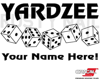 Personalized Yardzee Decal with dice, Bucket Decal - Choose Your Color and Size!