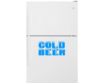 Cold Beer fridge decal, beer fridge, ice cold beer, man cave fridge decal, kegerator