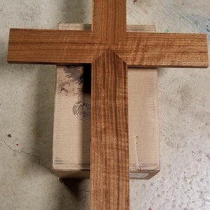 Large Wood Cross, Wooden Cross, Christian Wedding Gift, Wedding Decor, Wall Hanging, Solid Walnut Wood Cross image 4