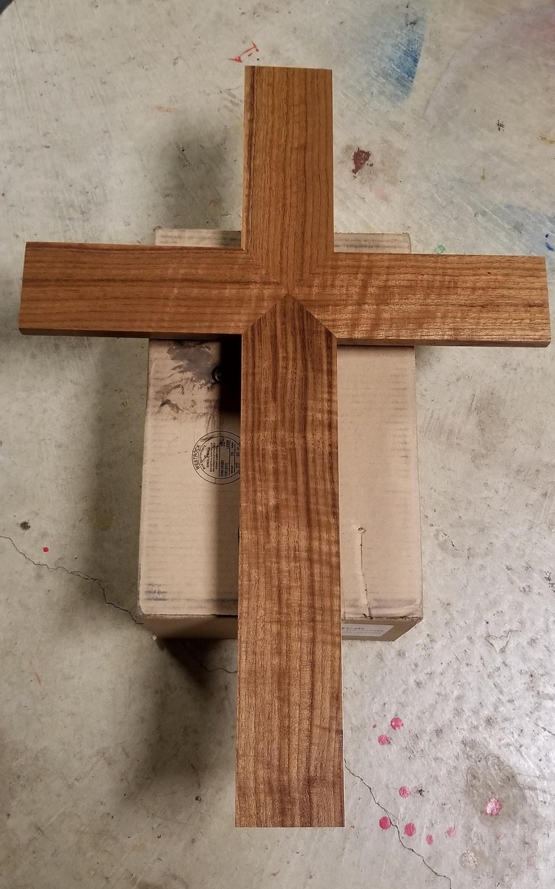 Large Wood Cross, Wooden Cross, Christian Wedding Gift, Wedding Decor, Wall Hanging, Solid Walnut Wood Cross image 4