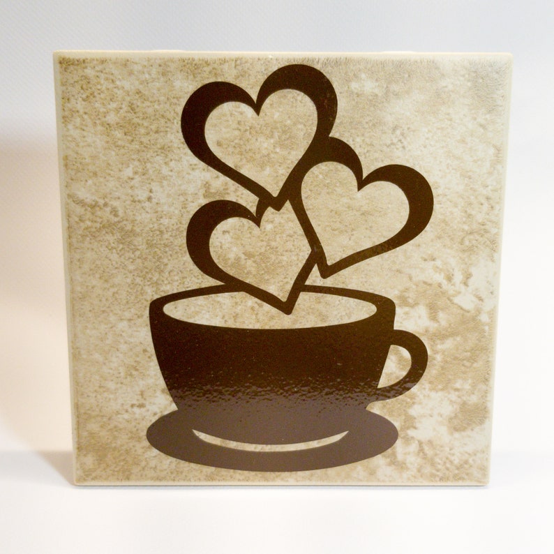Coffee Mug With Hearts Coffee Sign Kitchen Decor Coffee Wall Etsy