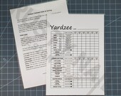 Yardzee, Yahtzee Dry Erase Scorecard, Scoresheet, Laminated Scorecard, Erasable and Reusable, Rules on the Back - 5x7 Cardstock