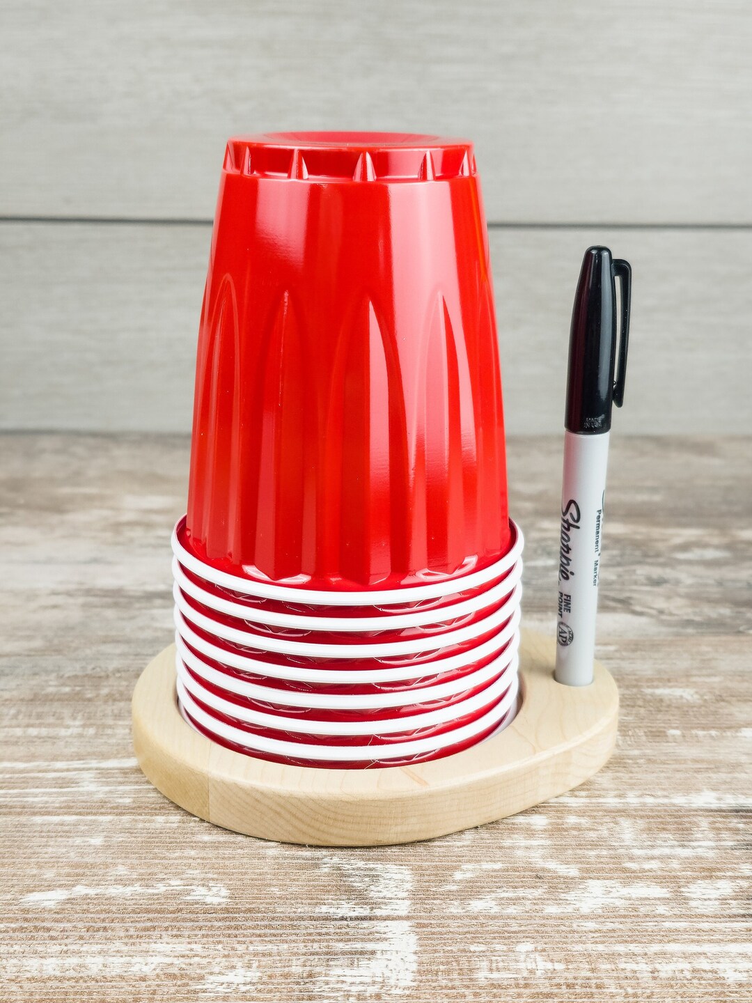 Red Solo Cup and Marker Holder Red Solo Cup Holdercup Caddywood Caddyparty Cup Holder Etsy