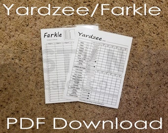 Yardzee/Farkle PDF Download - Double-Sided Scorecard Yardzee/Farkle 8.5x11 - Download and print your own scorecard!