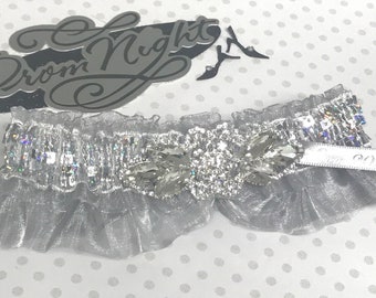Rhinestone silver prom garter. Silver prom garter.  Prom garters.