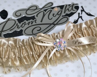 Champagne and Gold Prom Garter.  Prom Garters