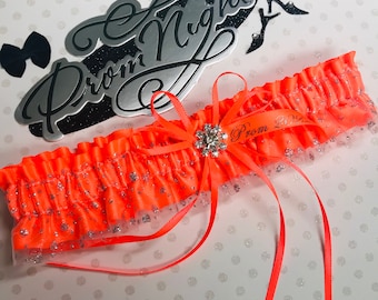 Neon orange sparkle prom garter.  Prom garters.  Garters for prom.