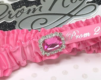 Hot pink jeweled prom garter.  Hot pink prom garter.
